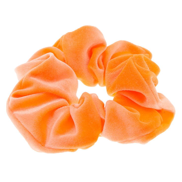 Medium Velvet Hair Scrunchie - Neon Orange,
