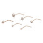 Sterling Silver 22G Graduated Nose Studs - 6 Pack,