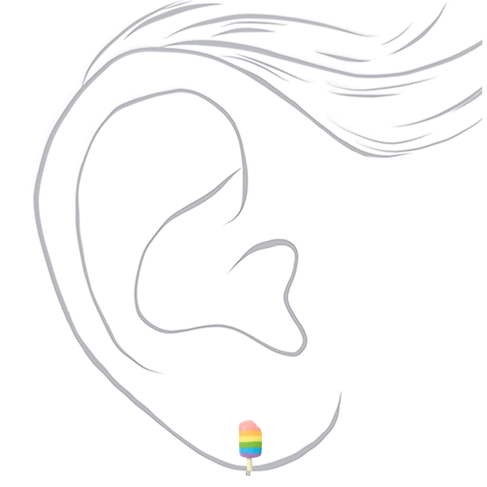 Silver Rainbow Popsicle Clip On Stud Earrings,