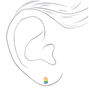 Silver Rainbow Popsicle Clip On Stud Earrings,