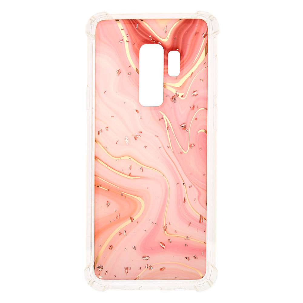 TULLUN Personalised Phone Case for Samsung Galaxy S9 Heart name Clear Hard Plastic Custom Cover Rose Gold Marble ET Individual Style Initials Name Text 