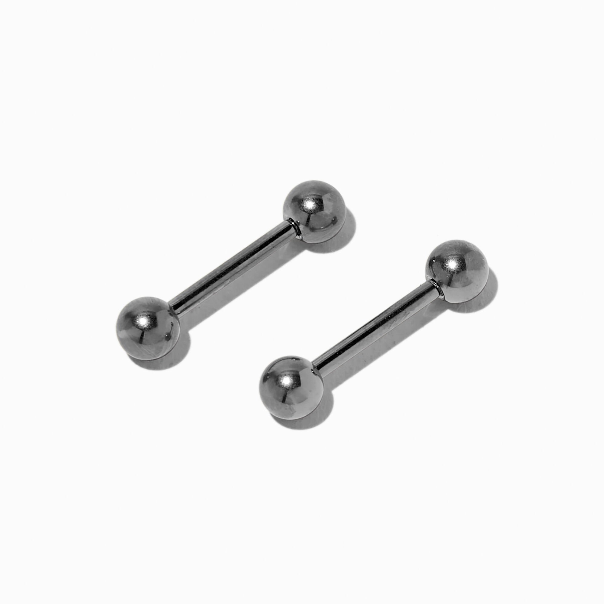 Silver-tone Titanium 14G Nipple Bars - 2 Pack,
