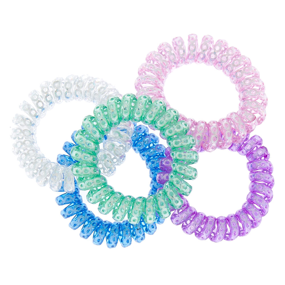 Sequin Pastel Mini Spiral Hair Bobbles - 5 Pack,