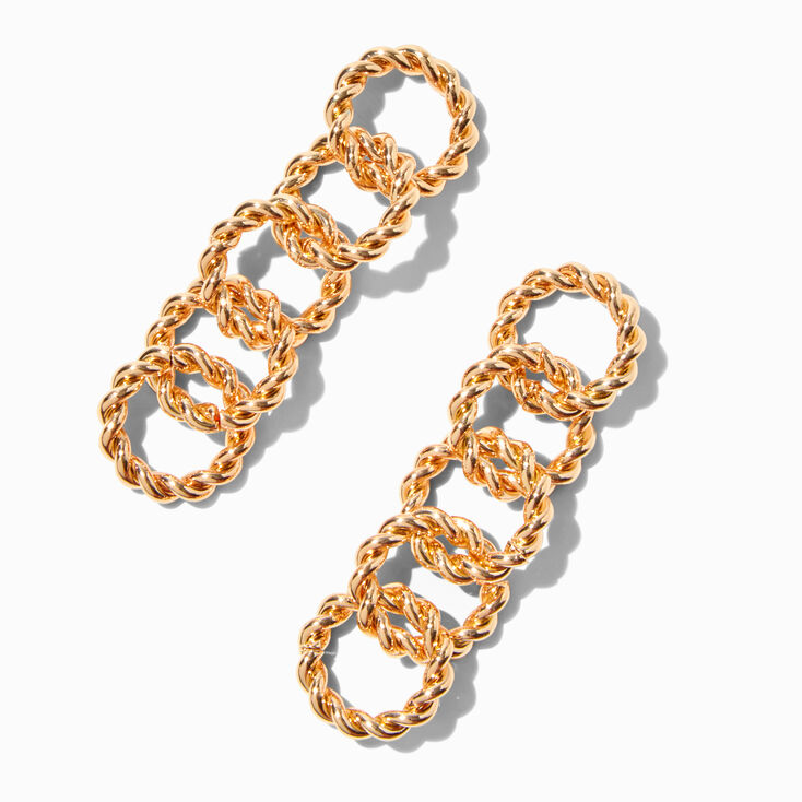 Pendantes 5&nbsp;cm maillons de cha&icirc;ne circulaires torsad&eacute;es couleur dor&eacute;e,