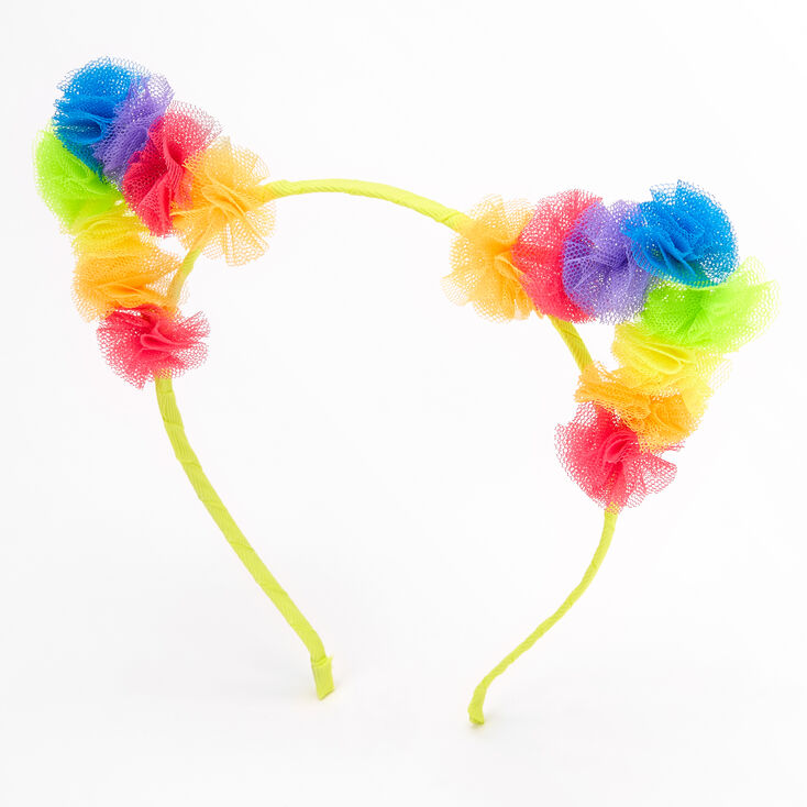 Rainbow Tulle Cat Ears Headband,