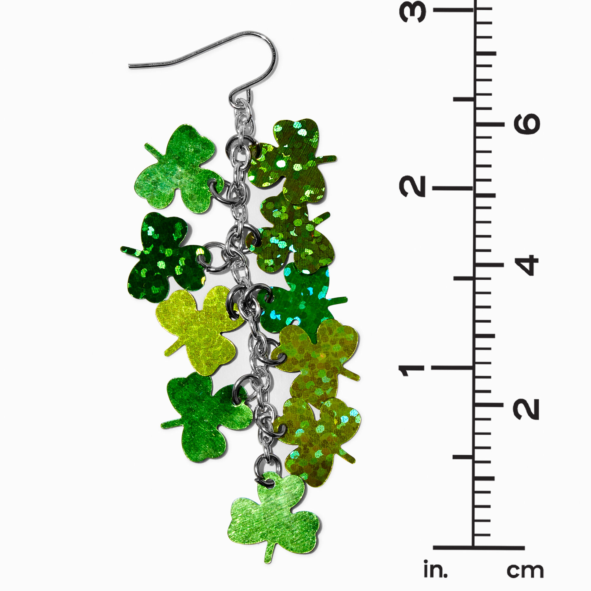  St. Patrick's Day Foil Shamrocks 2.5" Drop Earrings,