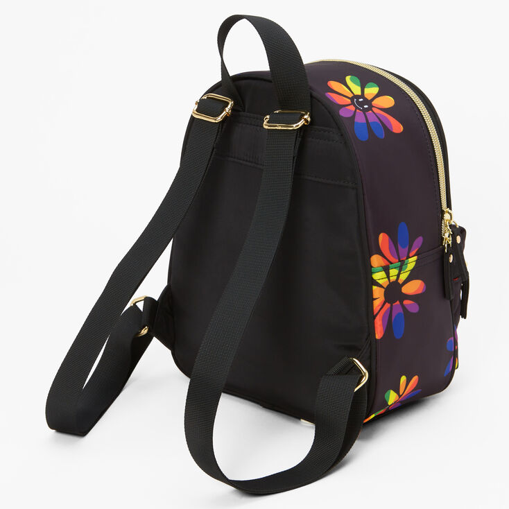 Rainbow Daisy Quilted Small Backpack,