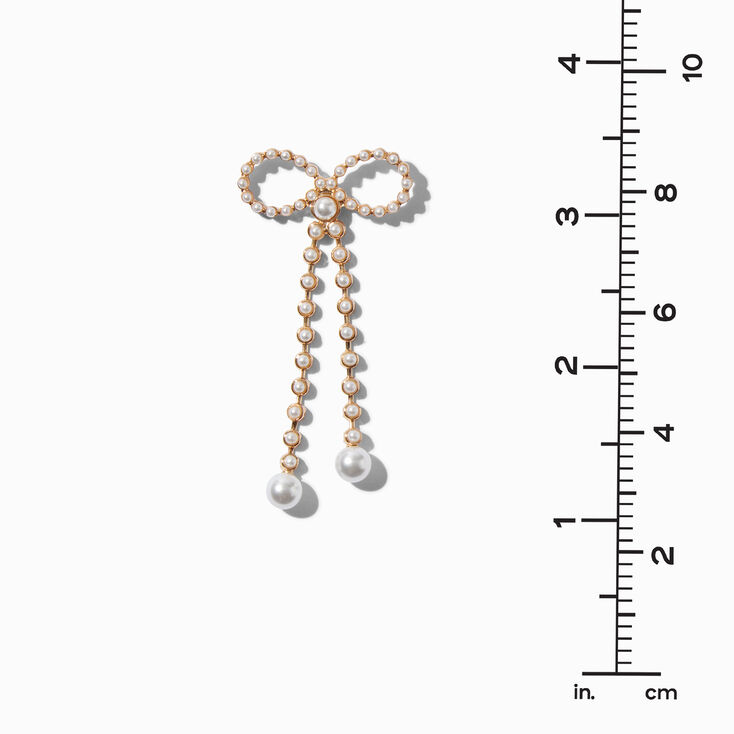 Pearl Long-Tail Bow Drop Earrings,