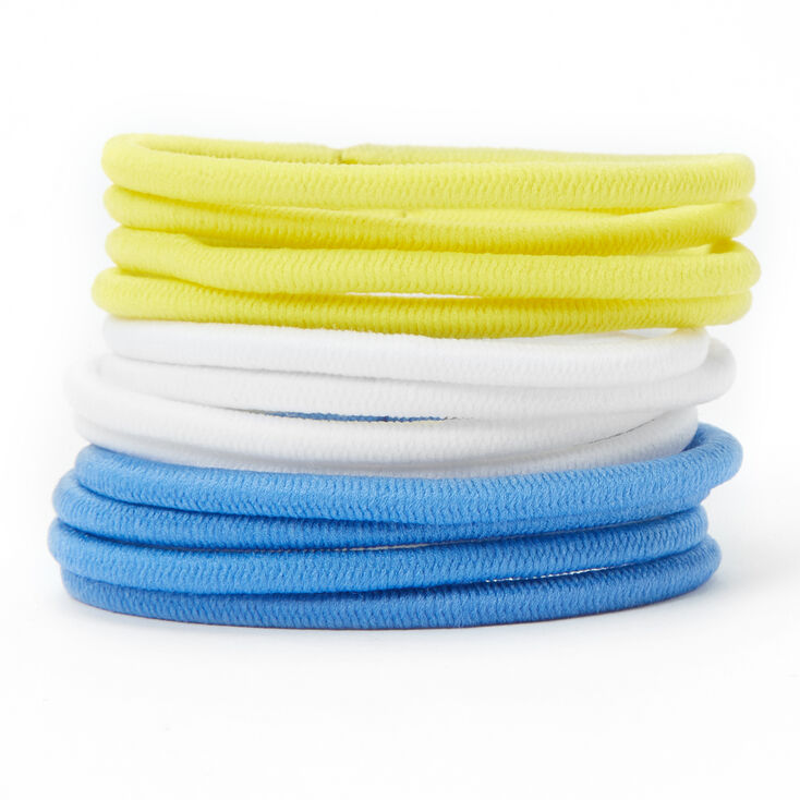 Claire's Élastiques à cheveux bleus, blancs et jaunes - Lot de 12