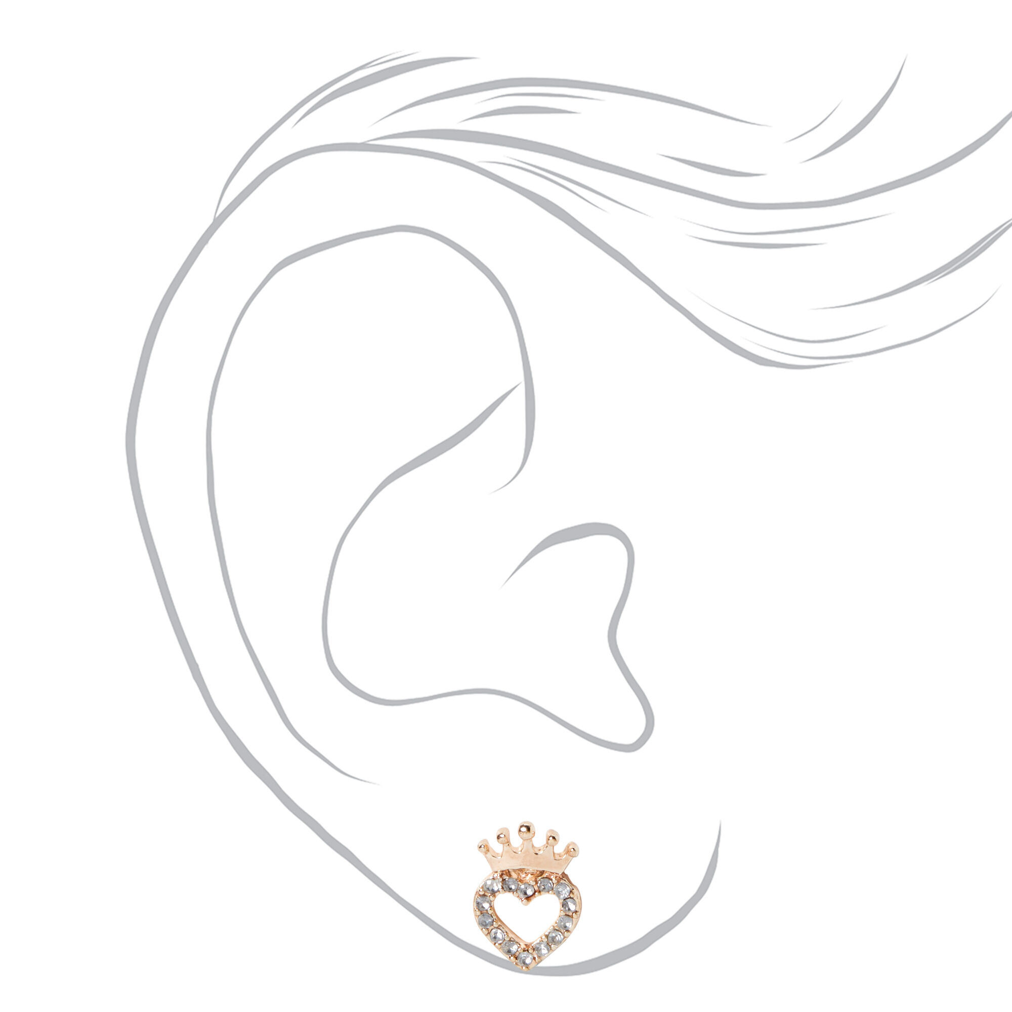 Rose Gold Crystal Heart Stud Earrings,