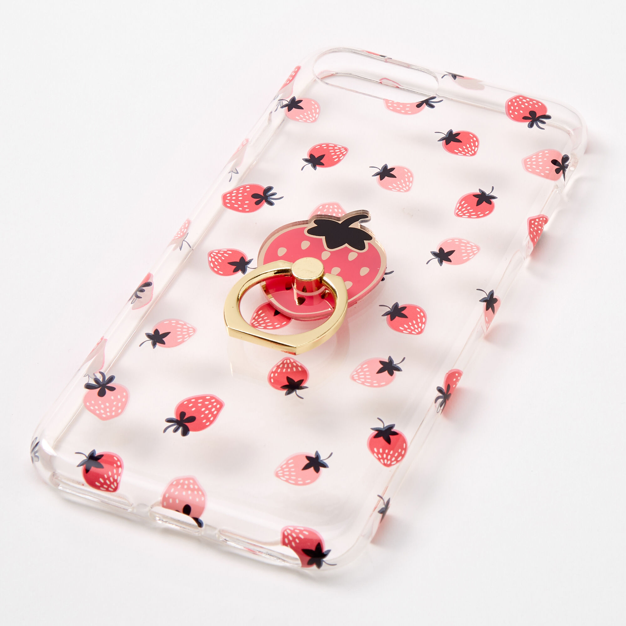 Strawberry Ring Holder Protective Phone Case Fits iPhone 6 7 8 Plus