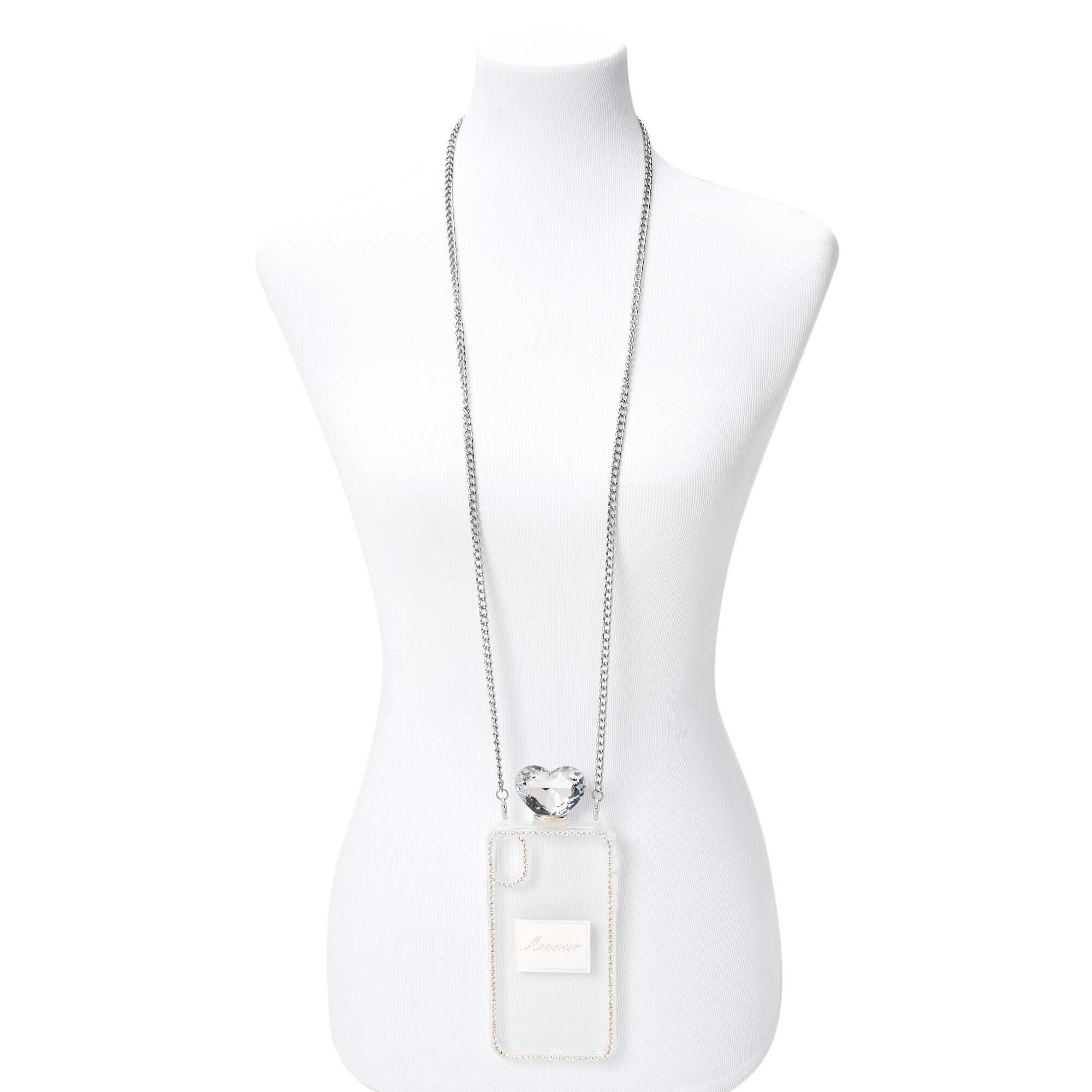 Silver Rhinestone Phone Case With Chain - Fits iPhone® XR,