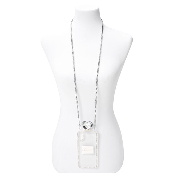 Silver Rhinestone Phone Case With Chain - Fits iPhone&reg; XR,