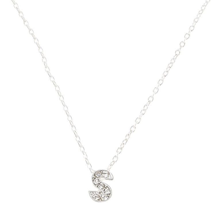 Claire's Collier à pendentif initiale couleur argentée - S
