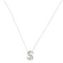 Silver Embellished Initial Pendant Necklace - S,