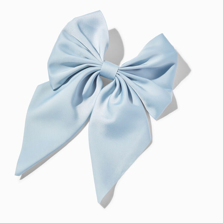 Light Blue Satin Bow Barrette Hair Clip,