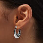 Silver-tone Flat Round 22mm Hoop Earrings,