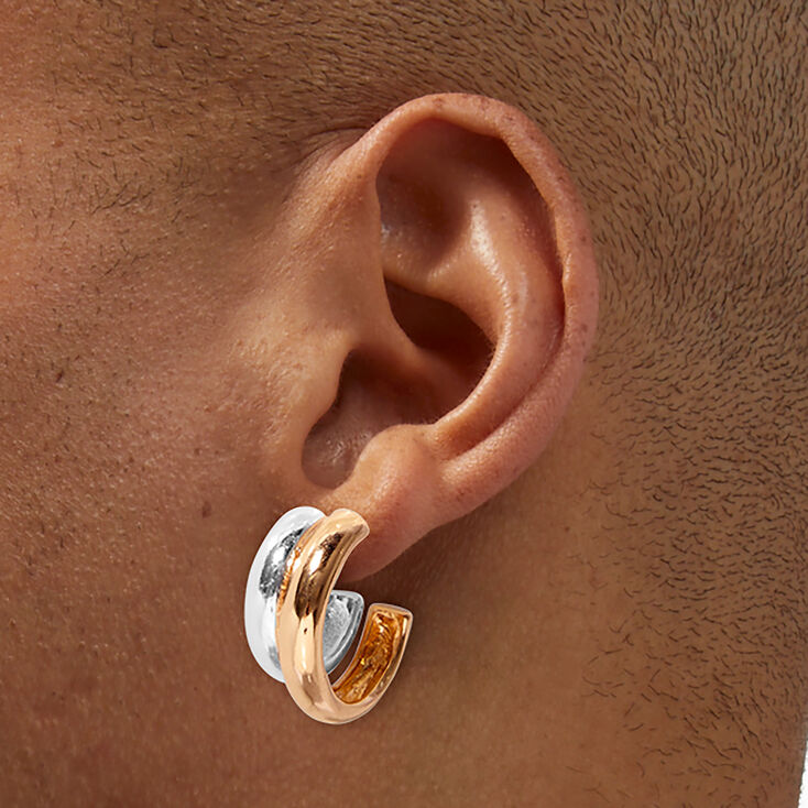 Boucles d&#39;oreilles &eacute;paisses en m&eacute;taux mixtes,