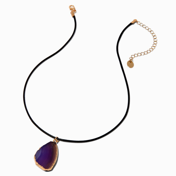 Purple Agate Crystal Pendant Necklace,