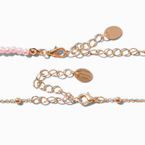 Pink Pearl Crown Charm Choker Necklaces - 2 Pack,