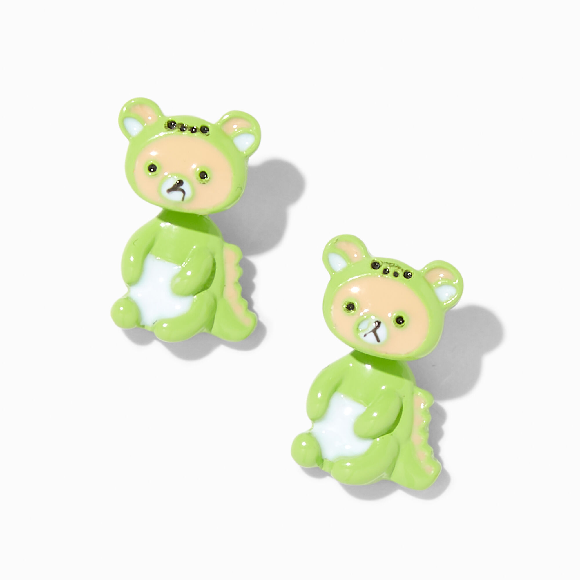Green Dinosaur Costume Front & Back Earrings,