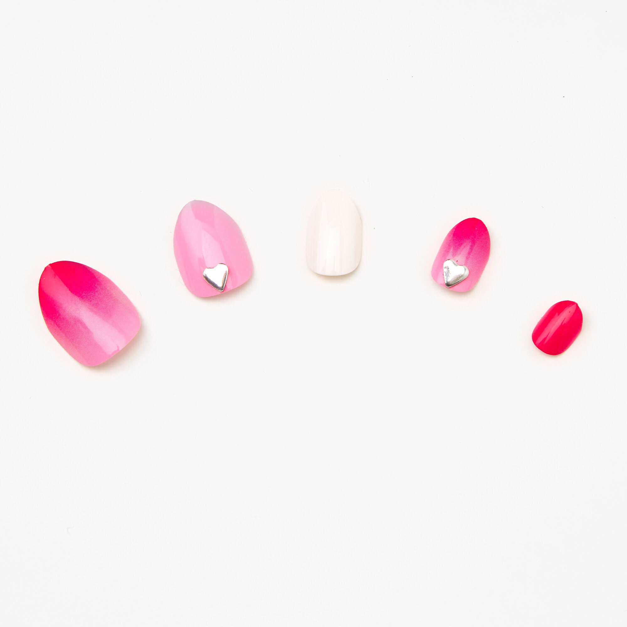 Heart Stiletto Press On Faux Nail Set - Pink, 24 Pack,