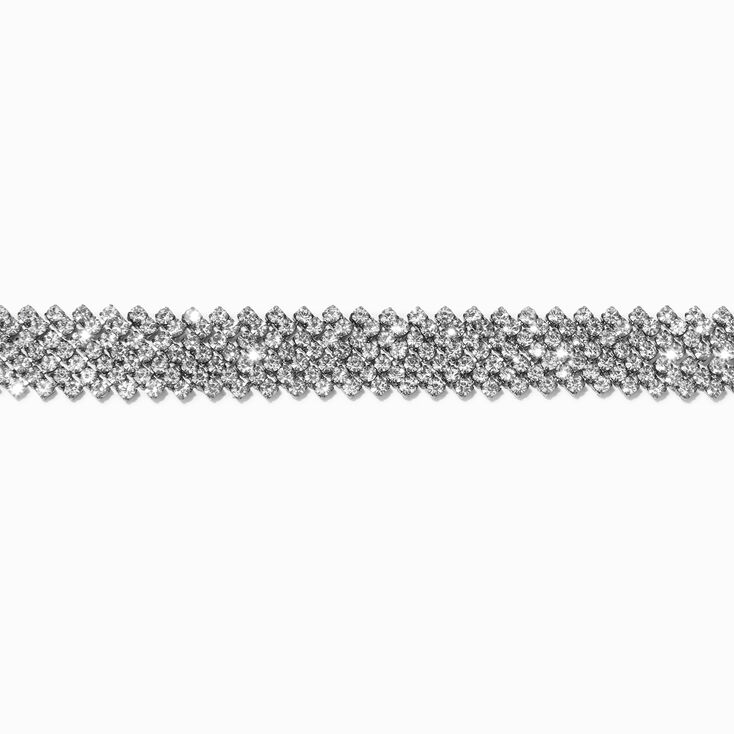 Hematite Zig Zag Crystal Choker Necklace,