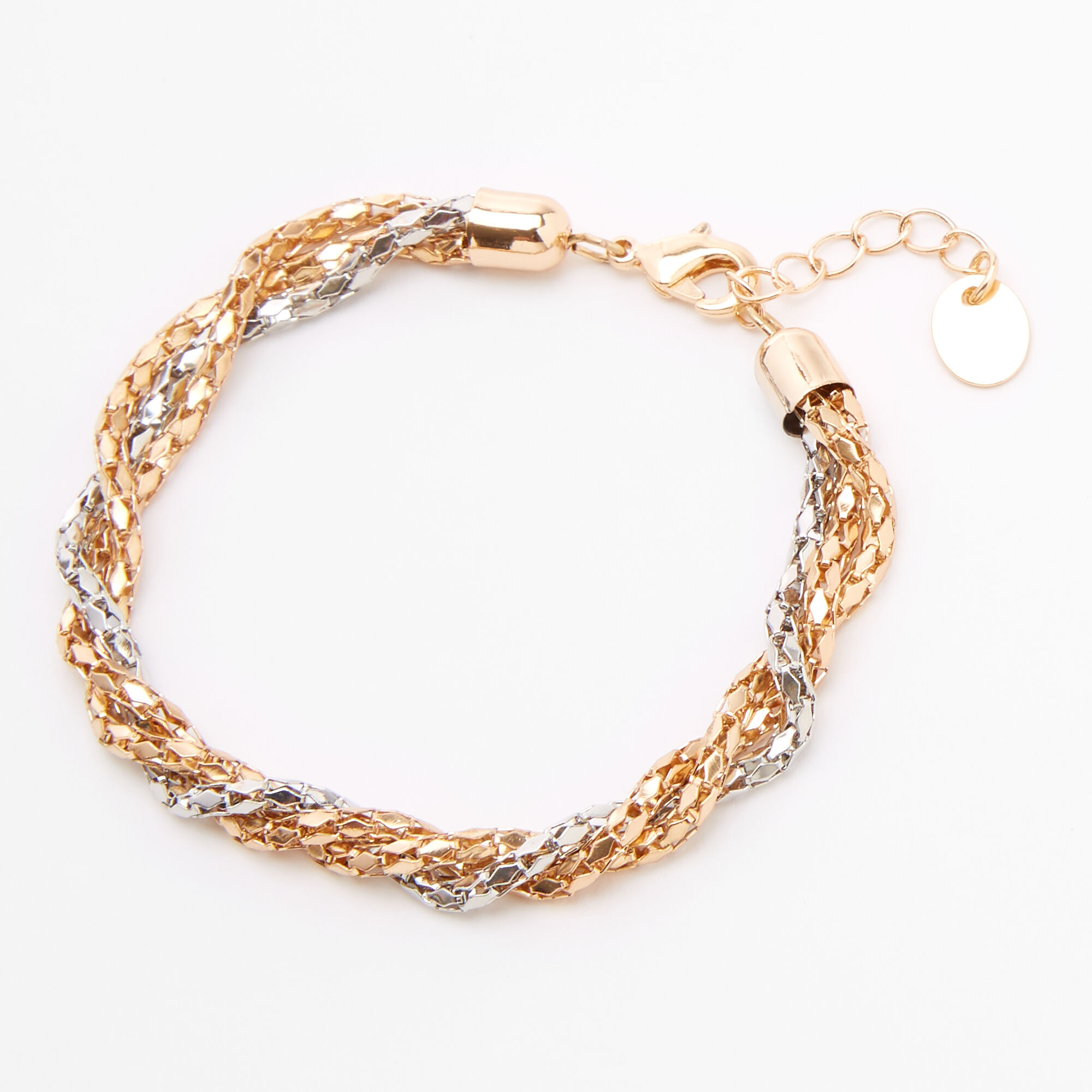 Mixed Metal Twisted Choker Necklace & Bracelet Set - 2 Pack,