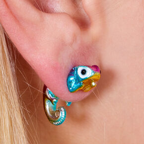 Rainbow Metallic Chameleon Ear Jacket Earrings,