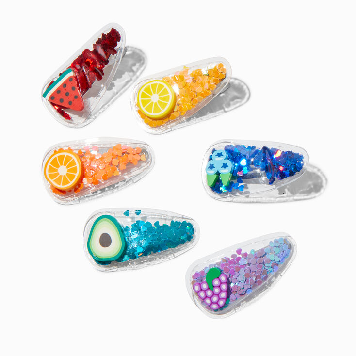 Claire's Club Rainbow Fruit Shaker Snap Hair Clips -  Pack