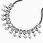 Hematite Large Rhinestone &amp; Pearl Choker Necklace,