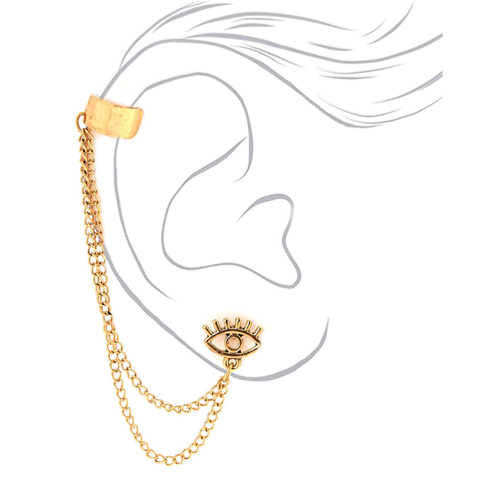 Gold Eye Ear Connector Earrings,