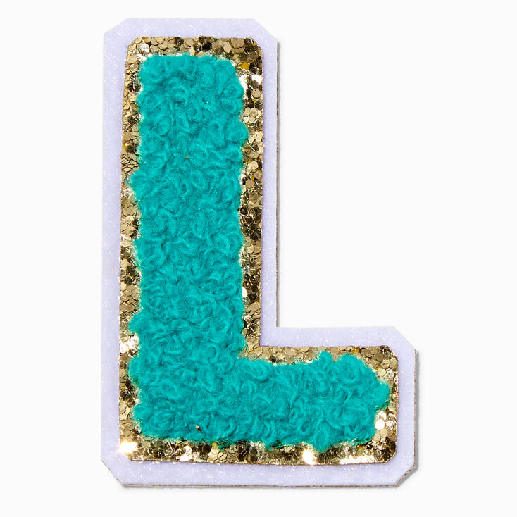 Teal L Initial Stick-On Patch,