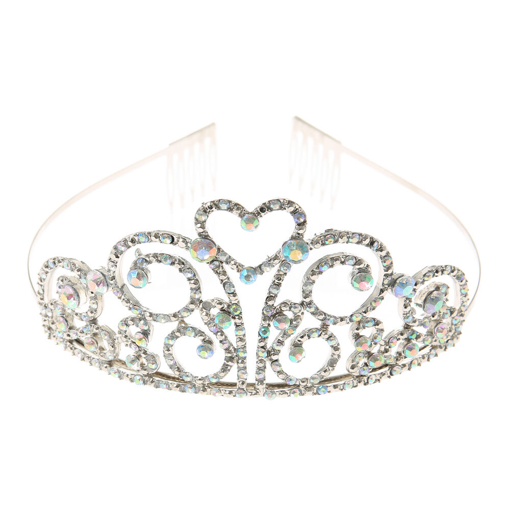 Claire's Club Silver-tone Crystal Heart Swirl Tiara,