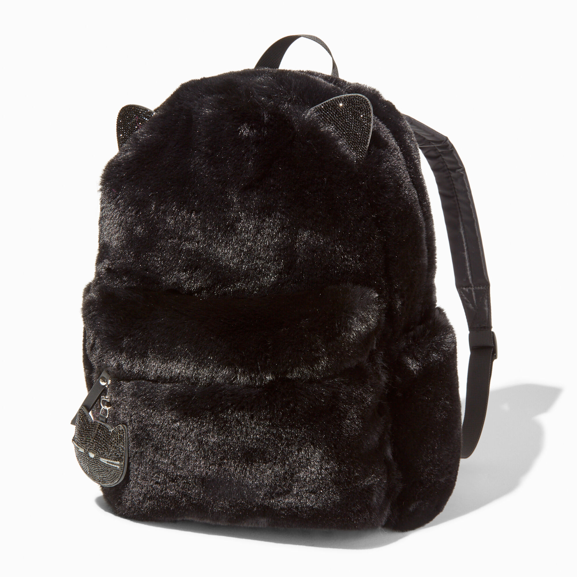 Furry Black Cat In Jack O Lantern Mini Backpack