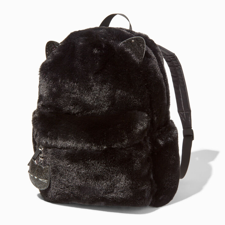 Black Cat Furry Backpack,