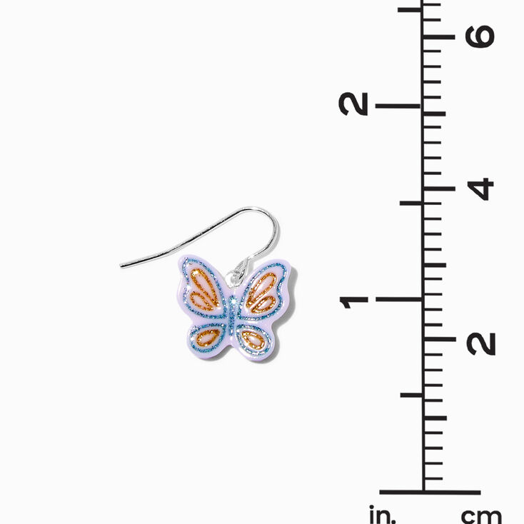 Pink Glitter Butterfly 0.5&quot; Drop Earrings,