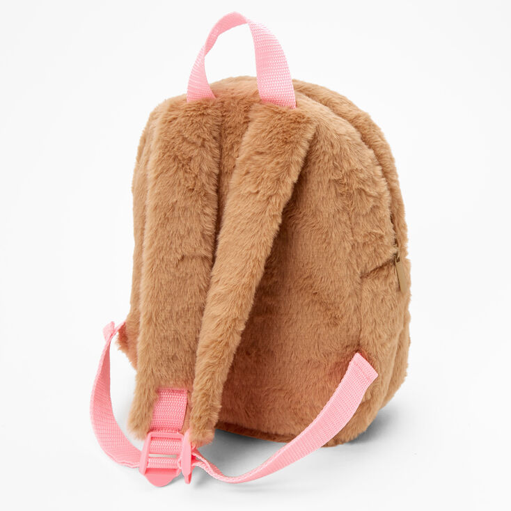 Claire&#39;s Club Furry Deer Small Backpack - Brown,