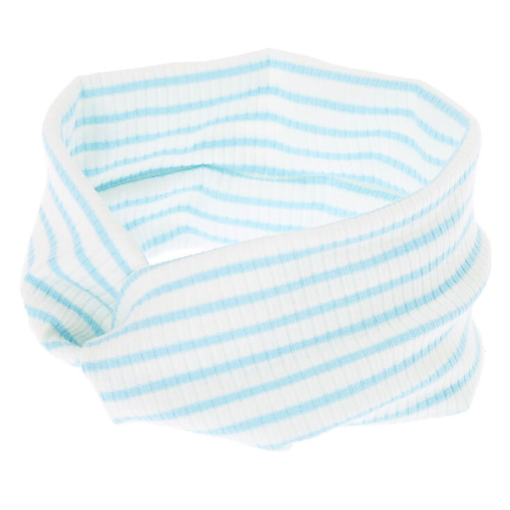 Claire's Bandeau torsadé côtelé à rayures - Blanc