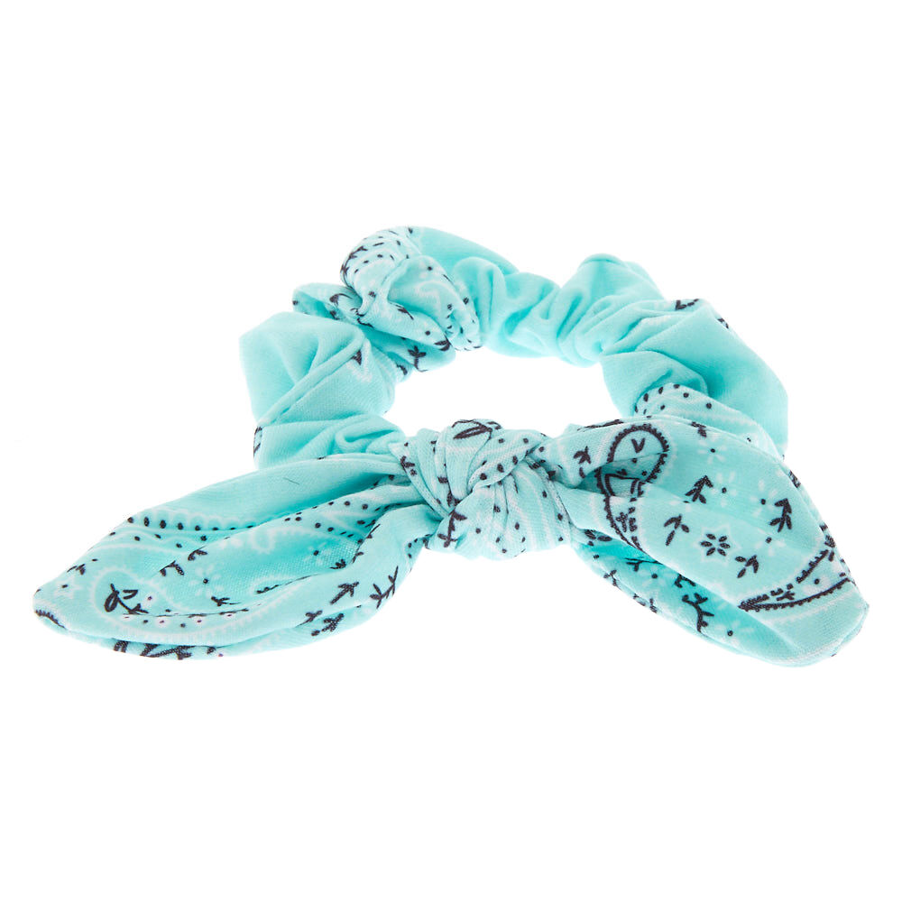 Small Bandana Knotted Bow Hair Scrunchie - Mint,