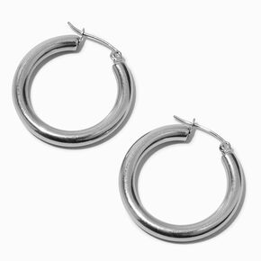 Silver-tone Stainless Steel 4MM Huggie Hoop Earrings,