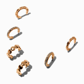Gold-tone Chain, Crystal &amp; Dot Earring Stackables Set - 3 Pack,