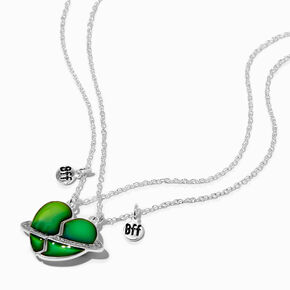Best Friends Split Planet Heart Mood Necklaces - 2 Pack,