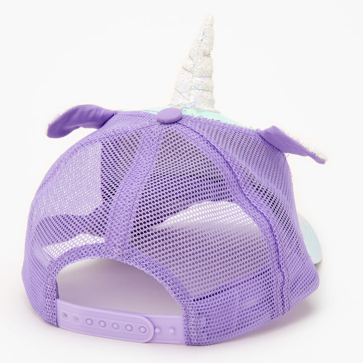 Sequin Unicorn Baseball Cap - Purple,