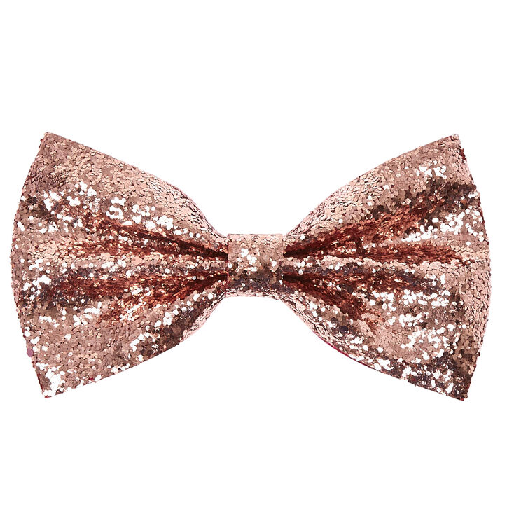 Rose Gold Glitter Bow Hair Clip | Claire's US