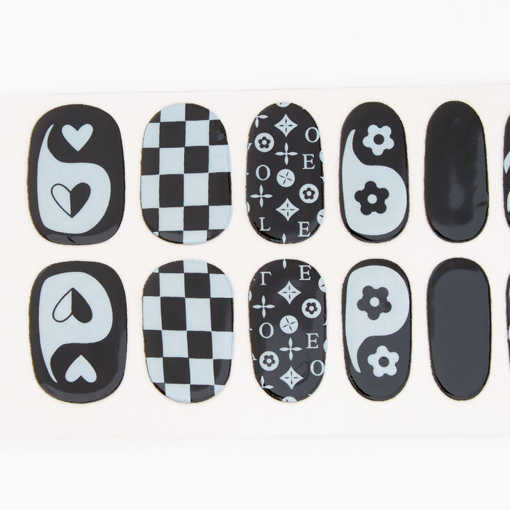 Black &amp; White Vegan Nail Wraps Set - 24 Pack,