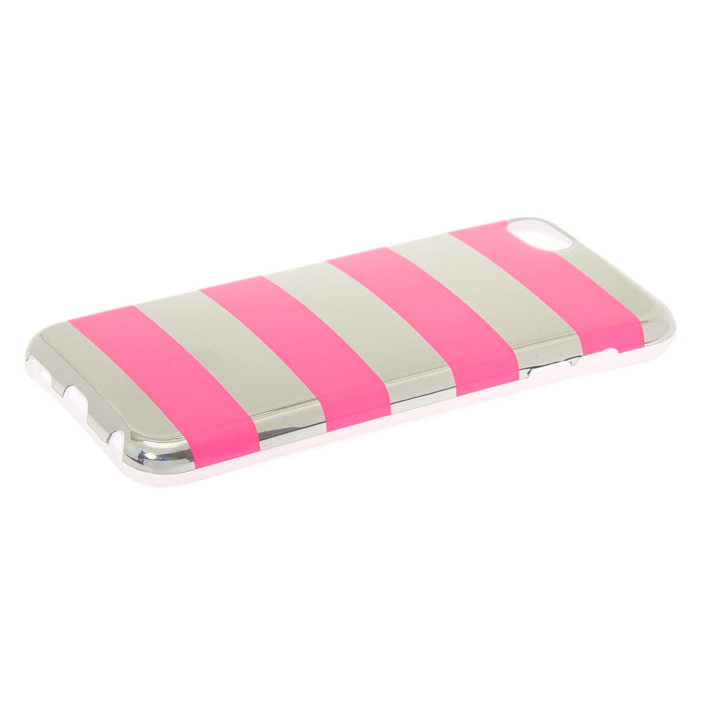 Pink & Silver Striped Phone Case - Fits iPhone 5/5S,