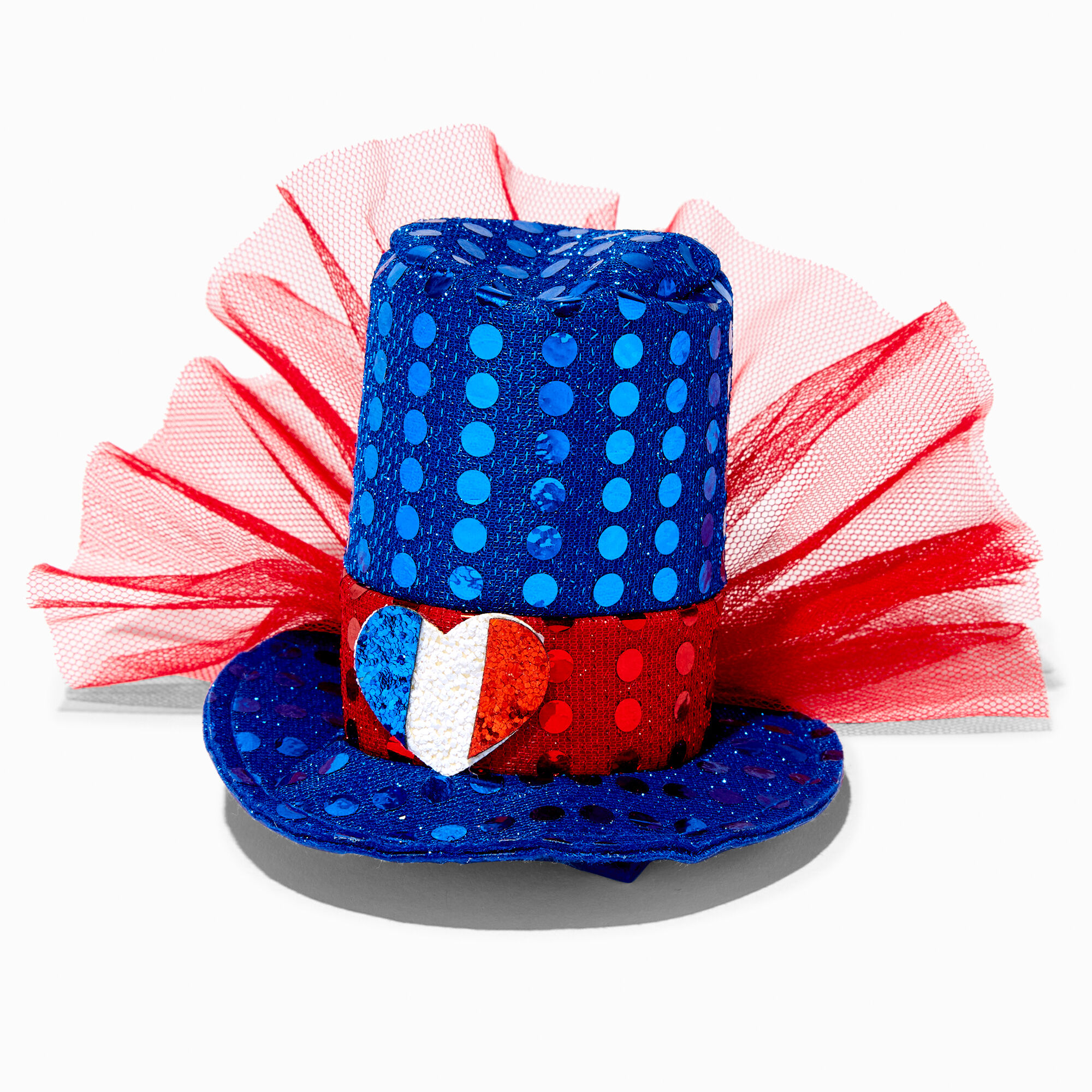 View Claires Bastille Day Top Hat Hair Clip Red information