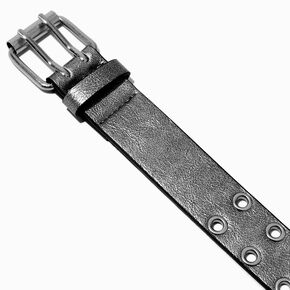 Ceinture noire avec &oelig;illets couleur argent&eacute;e,