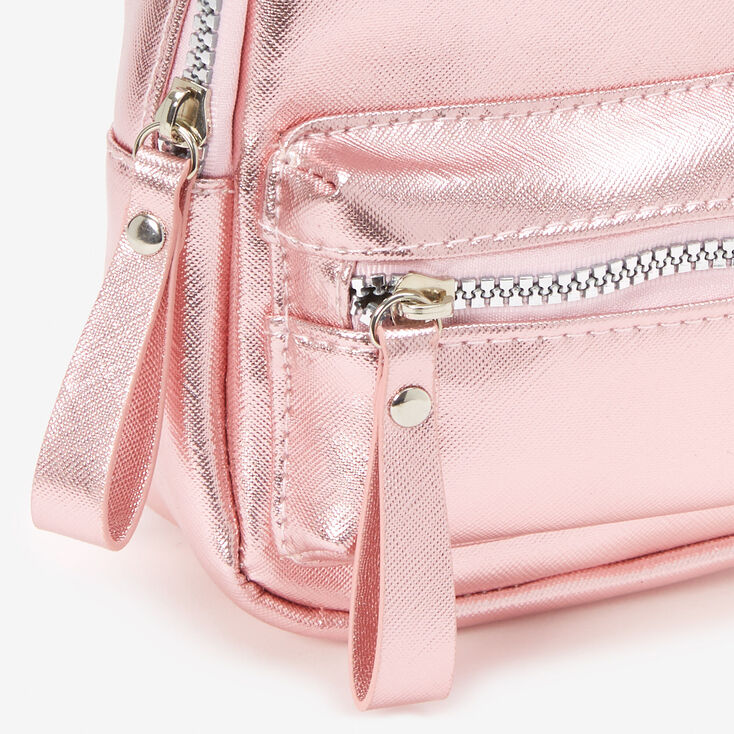 Claire&#39;s Club Metallic Heart Pink Mini Backpack,